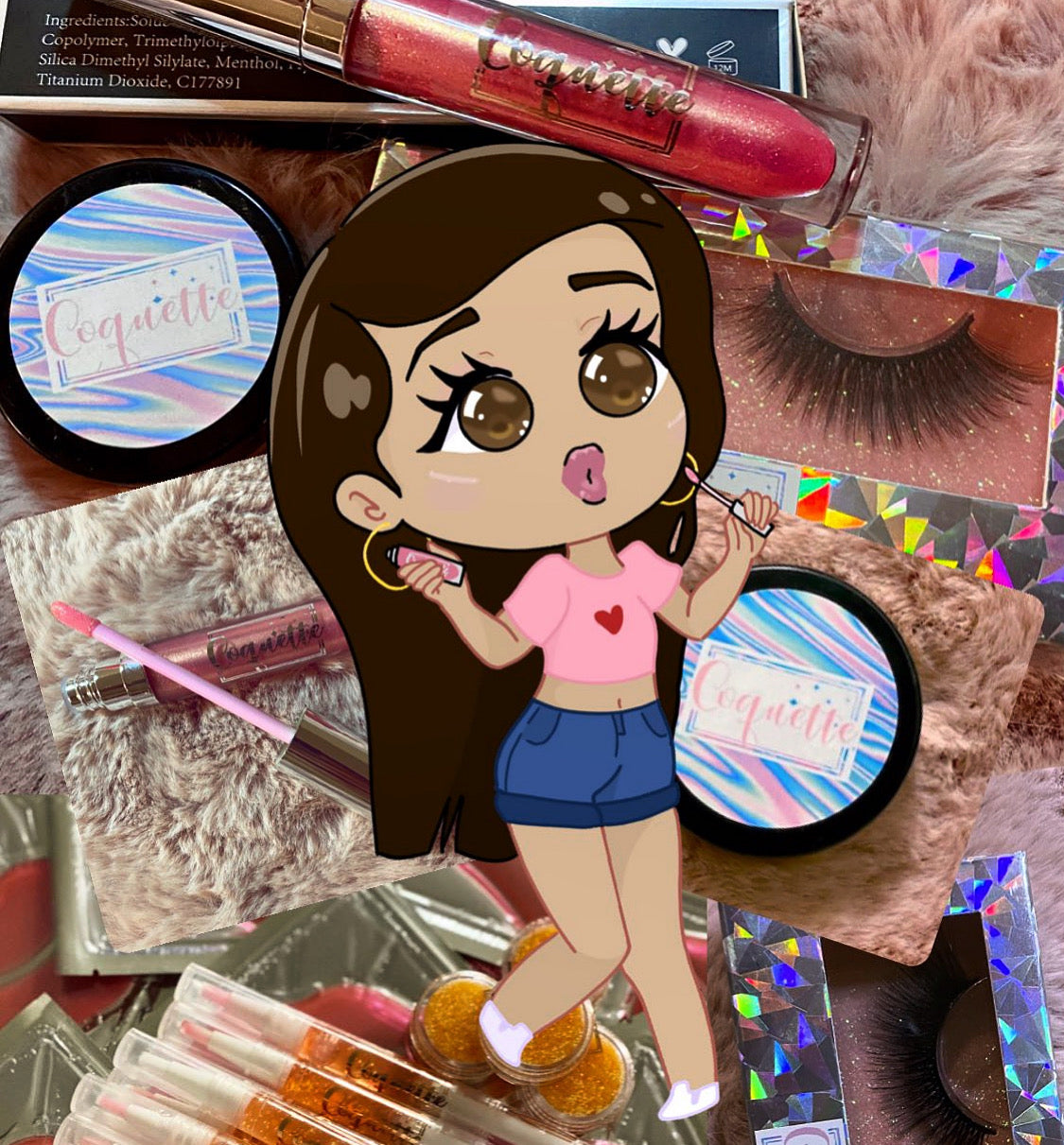 cosmetics, eyelashes, lipgloss, highlighter, girl makeup